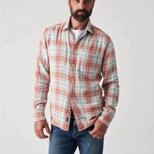 NWT FAHERTY reversible Belmar shirt Foliage plaid Organic Cotton M